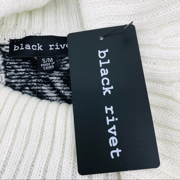 NWT Ivory Black Cowl Neck Poncho Sweater SM/MED - Picture 6 of 8